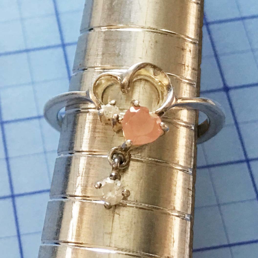 美品　天然サンストーン　ダイヤ風CZ　SV925シルバー銀製リング指輪　サイズ約#10.5　No.S281_画像2