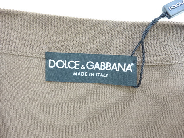 7 ten thousand DOLCE&GABBANA D&G Dolce&Gabbana V neck knitted sweater Brown 48 cotton 100% paper tag accessory attaching new goods genuine article 