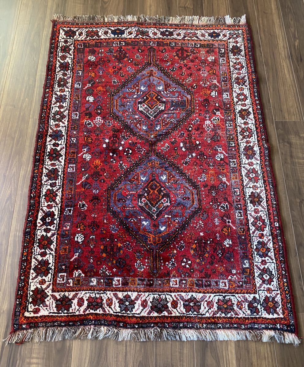 玄関先迄納品 ハマダン産 ペルシャ絨毯 194×100cm カーペット