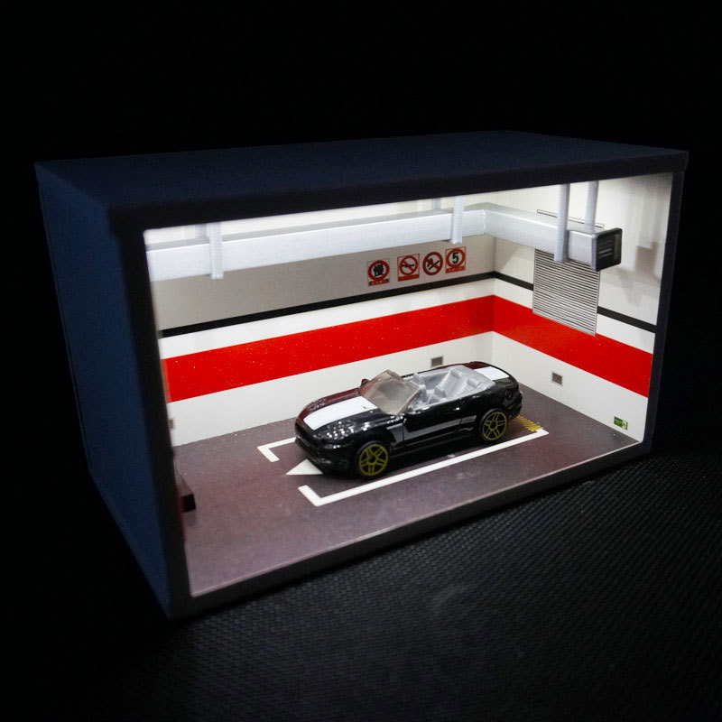 1: 64 スケール駐車場ジオラマ PVC 地下ガレージシーンのテーマ