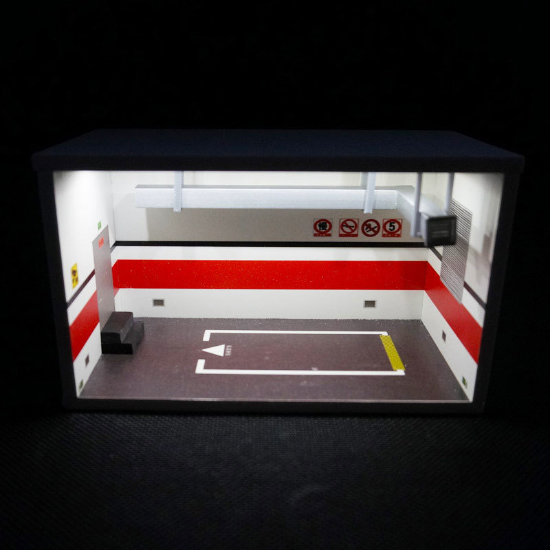 1: 64 スケール駐車場ジオラマ PVC 地下ガレージシーンのテーマディスプレイキャビネット光収納ボックス