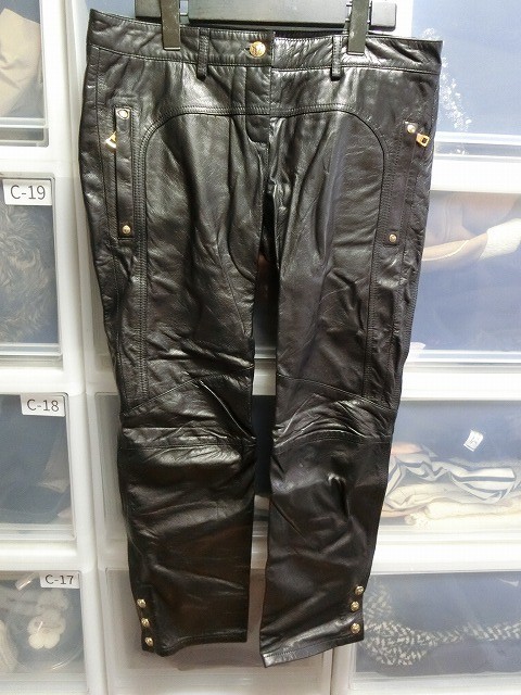 BALMAIN PARIS レザー パンツ 40 ブラック #5496-963B バルマン