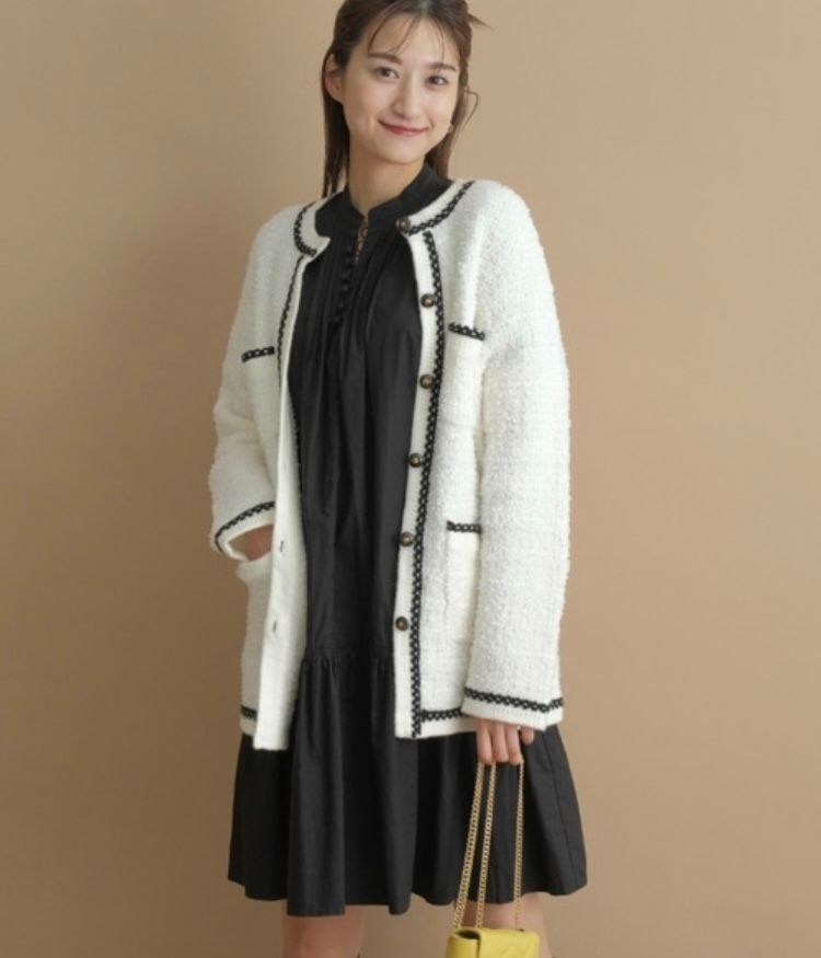 【美品】Rirandture ミックスツイードニットジャケット