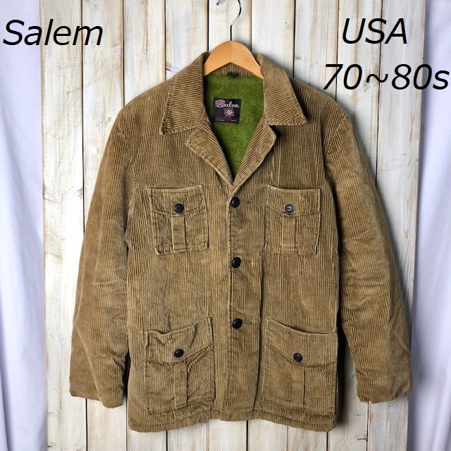 USA古着 70s～80s USA製 Salem 裏ボア 太畝コーデュロイジャケット