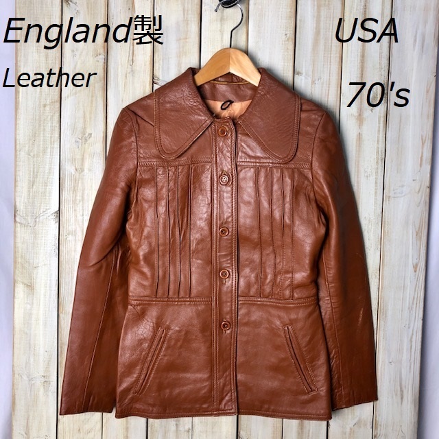70's UK製 ヴィンテージ CADEMA レザージャケット Sぐらい ヨーロッパ古着 ユーロ 革ジャン イギリス 英国製 本革 アメリカ古着 ●36