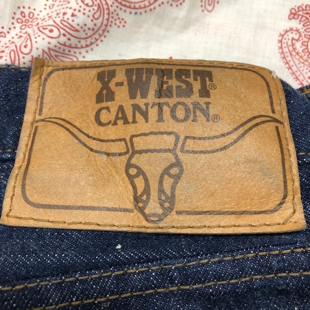 国産 vintage 美品 70's CANTON X-WEST デニムパンツ 濃紺 ストレート ヴィンテージ オールド　国産レトロ キャントン  ミント ●66