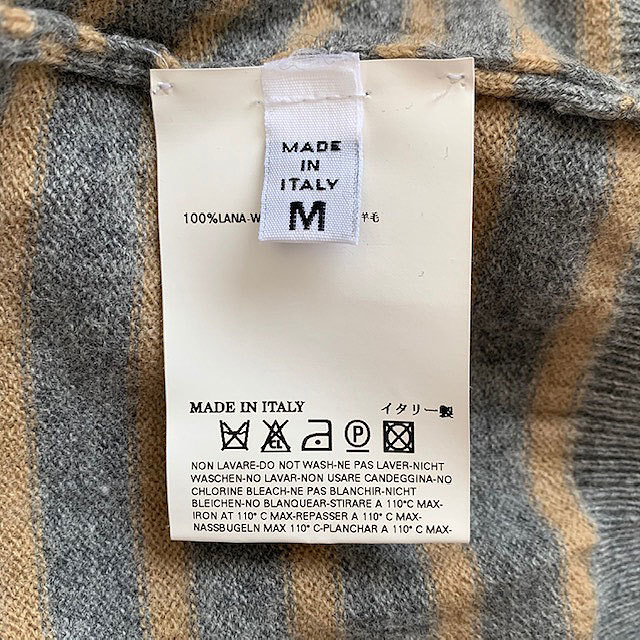 国内正規品■08AW MAISON MARTIN MARGIELA ⑩ (マルタンマルジェラ) 羊毛100％ ボーダー ニット セーター (グレー/グリーン)M ここのえタグの画像5