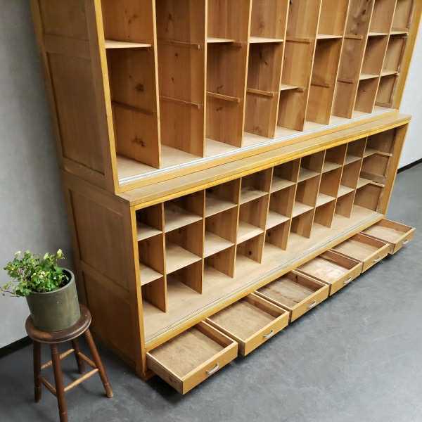 [C224] cupboard display shelf bread case storage shelves natural wood bookcase antique glass case book shelf store furniture old house delivery 