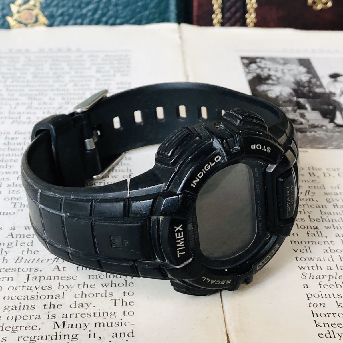 TIMEX タイメックス 腕時計 ブラック アイアンマン トライアスロン クロノ タイマー 3アラーム INDIGLO デジタル 稼動品 W1119_画像3