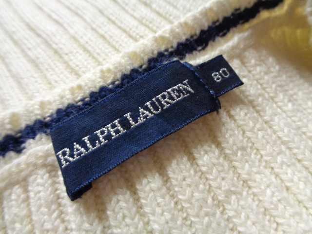 ラルフローレン Ralph Lauren POLO by Ralph Lauren コットン Vネック スクール　80　ナイガイ_画像4