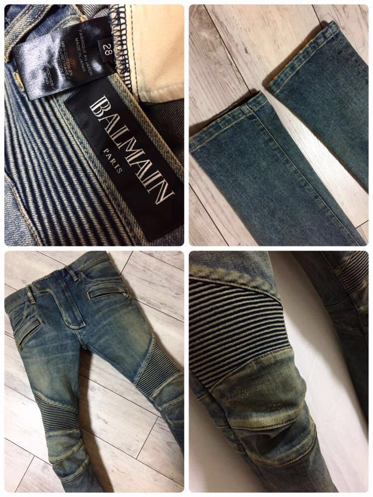 正規 BALMAIN 14AW rust wash taper stretch biker jean T551 バルマン