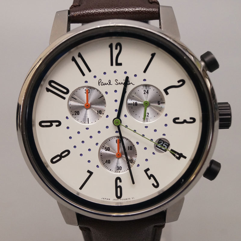 yv46 Paul Smith ポールスミス 腕時計 J505-T021301 クロノグラフ クォーツ 箱付_画像5