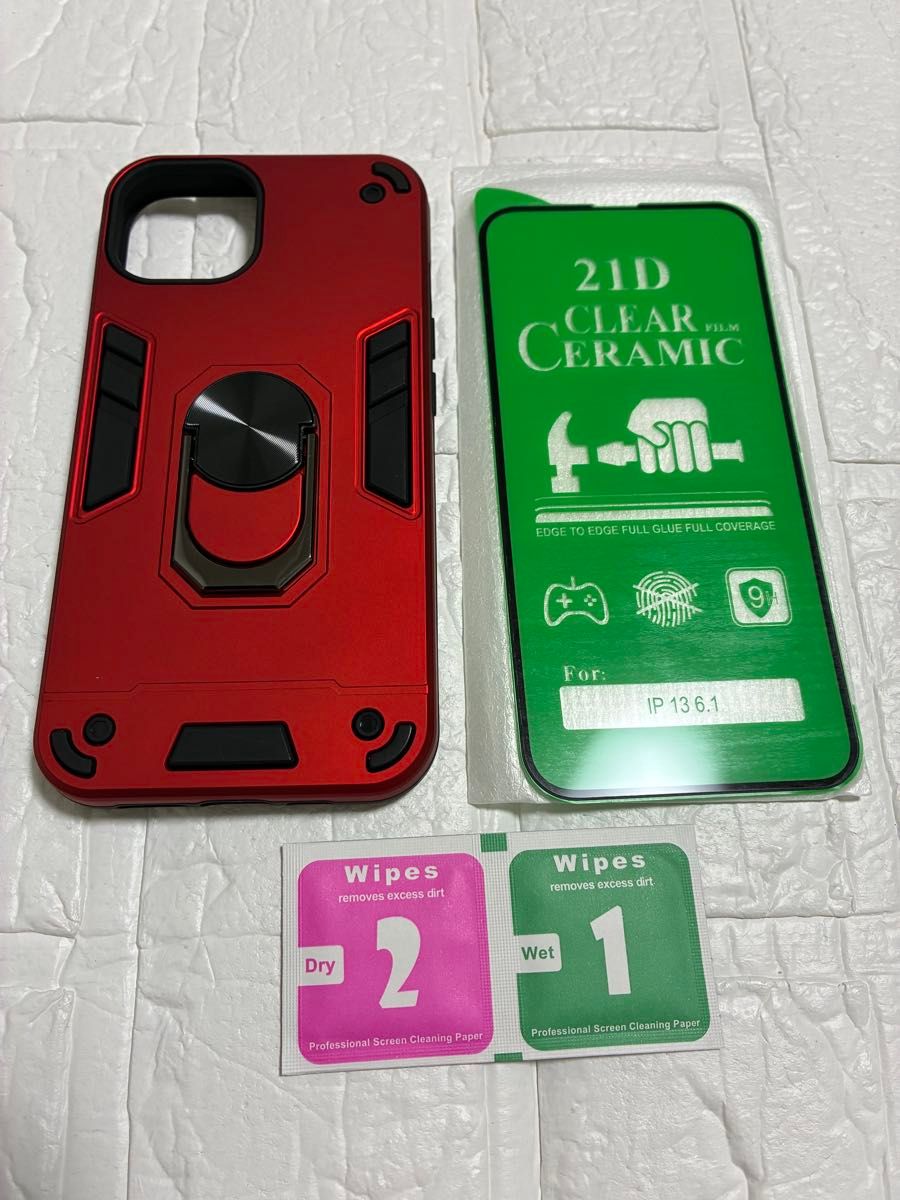 iPhone 13 レッド ケース + 強化ガラス保護フィルム iPhone 13 ケース 赤 レッド スマホケース 保護フィルム｜Yahoo!フリマ