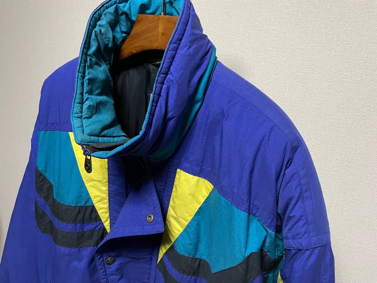 90s TYPOLIA 中綿 ナイロン スキー ジャケット XL ブルー ビッグサイズ ハイネック デザイン 80s 00s 古着 オールド ビンテージ_画像3