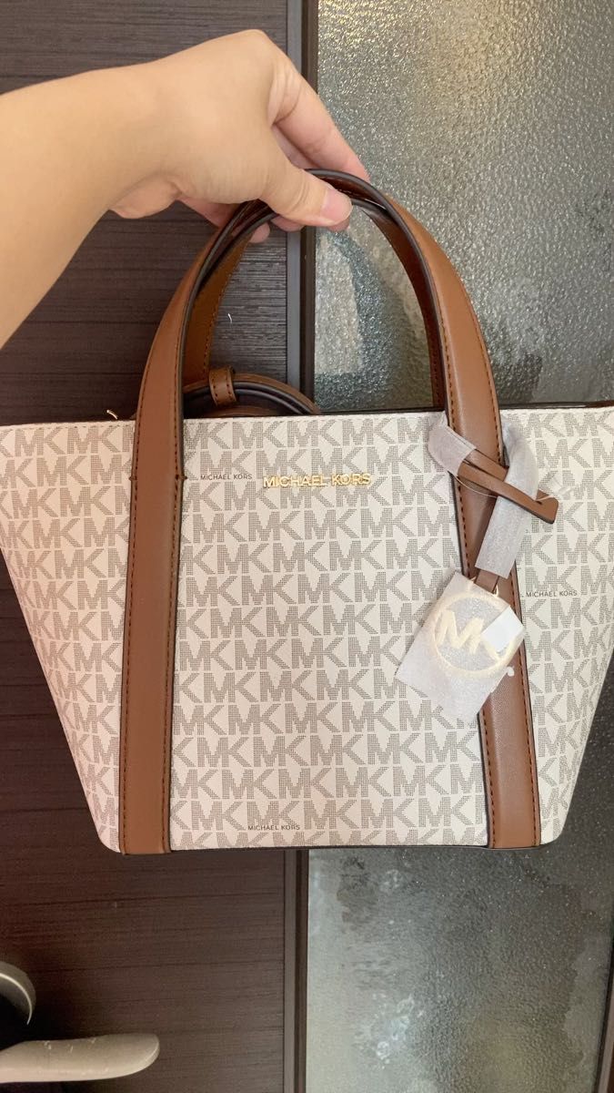 MICHAEL KORS マイケルコース モノグラム ミニトートバッグ ブラウン 