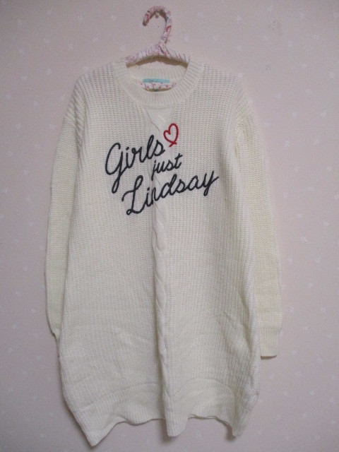 ● Lindsay ● 可愛いロングニットセーター ☆150㎝☆ オフホワイト 01115