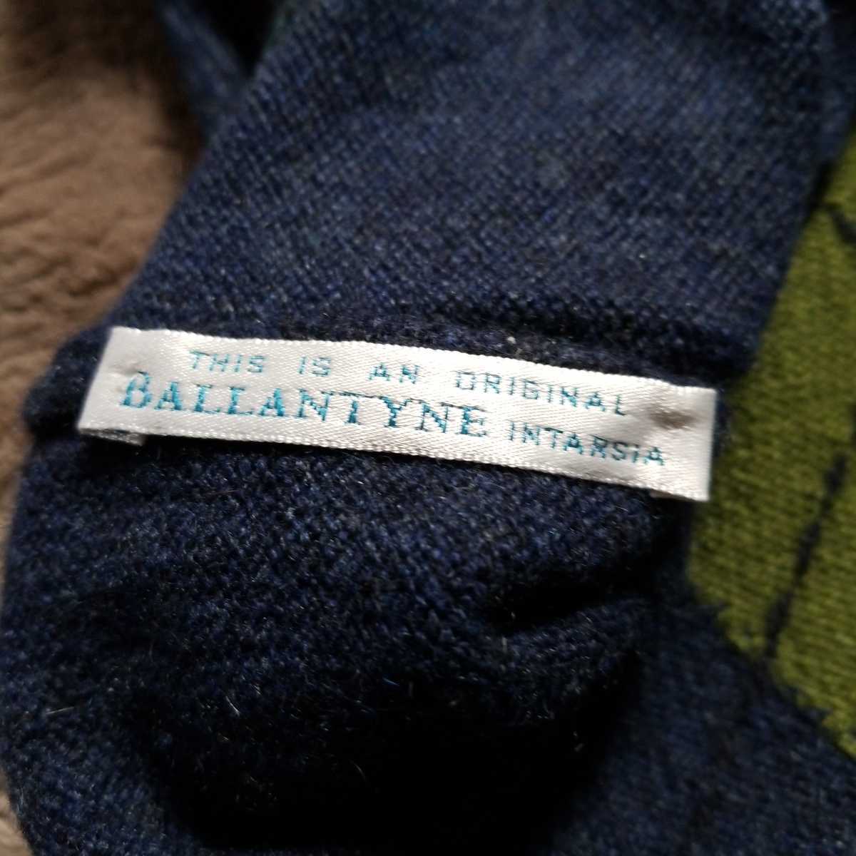 BALLANTYNE 100％Pure Cashmere/メンズカシミヤクルーネックセーター/ネイビーアーガイル/XL/インターシャ/MADE IN SCOTLAND/使用わずか_画像5