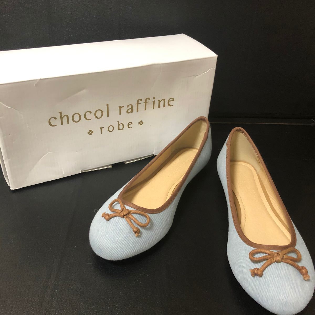 chocol raffine robeシューズ バレエ フラット デニムリボン