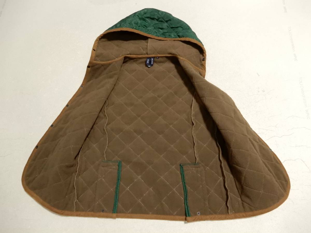 [ free shipping ] smock shop :SMOCK SHOP! green quilt . lining is Brown : fleece & piping : the best * size S