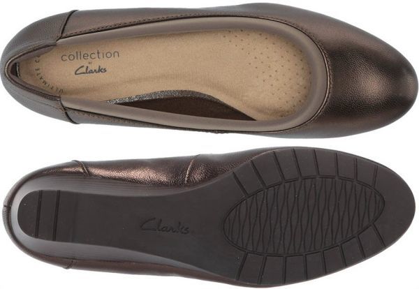 送料無料 Clarks 26.5cm ウエッジ パンプス メタリック レザー 革 ヒール オフィス フォーマル オフィス スニーカー バレエ ブーツ RR17_画像10