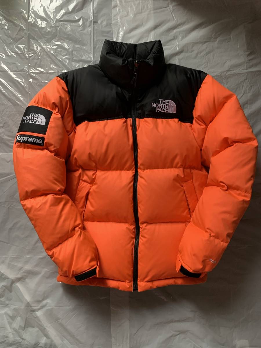  国内正規品 SUPREME THE NORTH FACE NUPTSE JACKET S POWER ORANGE シュプリーム ノースフェイス ヌプシ ダウン ジャケット オレンジ_画像1