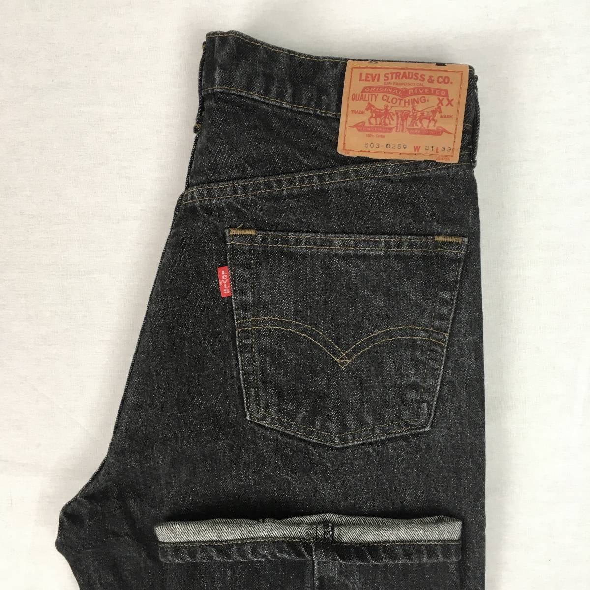 【90s】Levi's リーバイス 503-0259 503-0213 日本製 91年 ジーンズ W31 L33 ブラック デニム パンツ ジップフライ 紙パッチ_画像1