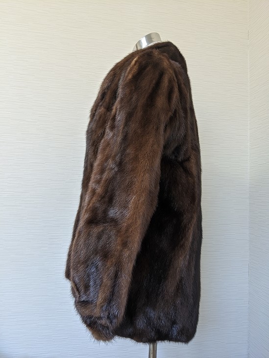 【送料無料】あ965　ムーンバット　毛皮　リアルファー ミンク コート　ファーコート　綺麗な毛並　13号　大きいサイズ　フルレットアウト_画像5