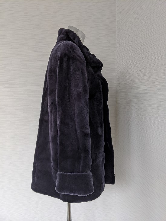 【送料無料】A213　サガロイヤル　ＳＡＧＡ　ＲＯＹＡＬ　シェアードミンク　毛皮　ファー　コート　パープル　美品　リアルファーコート