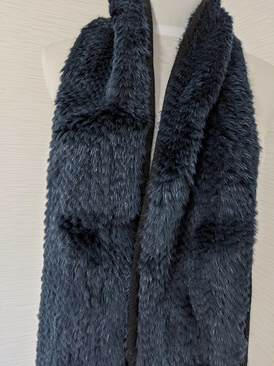 [ free shipping ]A232 CBF Copen is -gen fur bar gun ti- tag midnight blue navy mink fur real fur muffler 