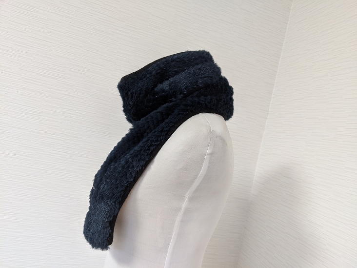 [ free shipping ]A232 CBF Copen is -gen fur bar gun ti- tag midnight blue navy mink fur real fur muffler 