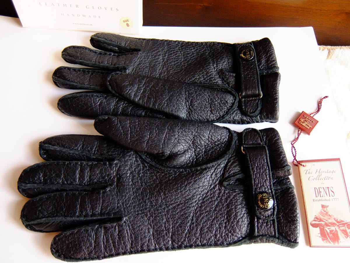 DENTS デンツ ペッカリー 革手袋 グローブ 黒 ブラック サイズ8 カシミア100％ ライニング付き 15-1564 国内正規品  定価72.600円