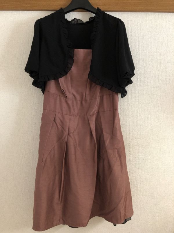 シフォンボレロ付すそフリルパーティードレス　ピンクベージュ　１９ABR８４ 【OR-369】_画像1