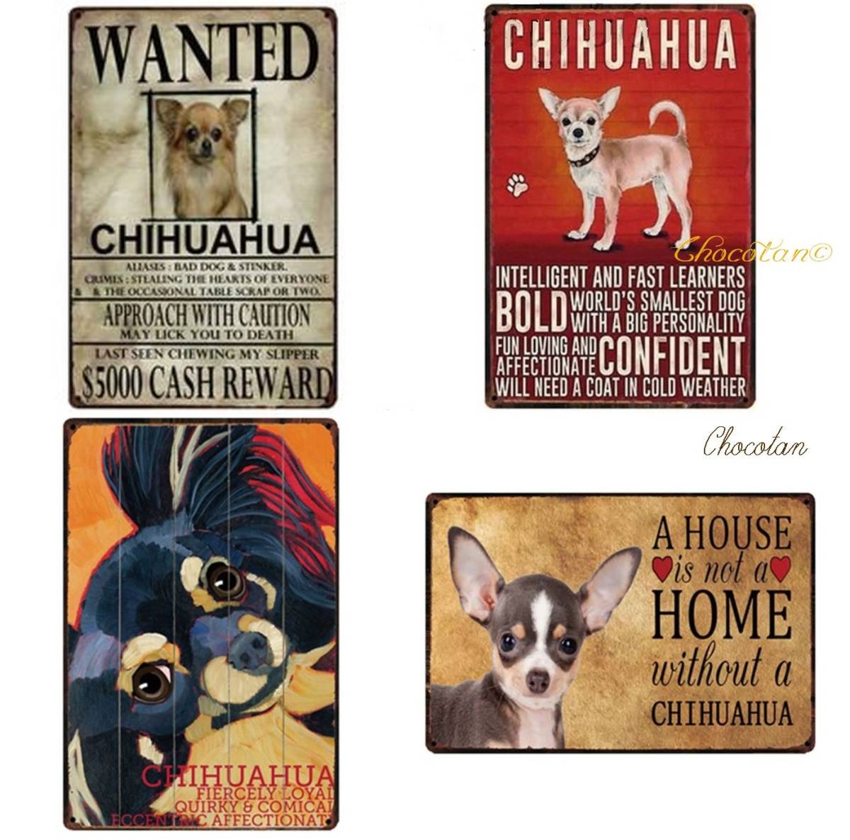 [ free shipping ] chihuahua ① dog kind metal autograph plate metal signboard [ new goods ]