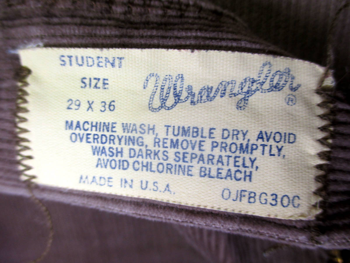 Wrangler 80\'s Vintage Wrangler corduroy pants Brown W28xL34 USA made #mbc-173