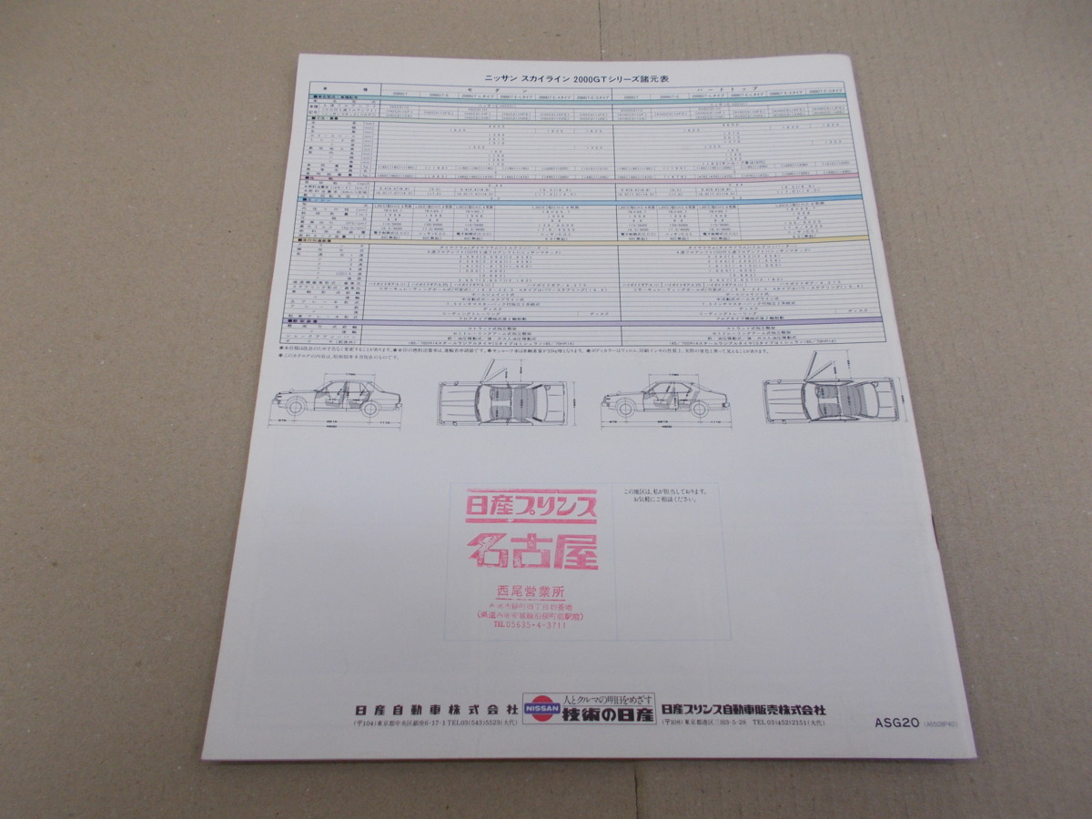 ◎カタログ　C210 スカイライン 2000GTシリーズ　昭和55年8月_画像2