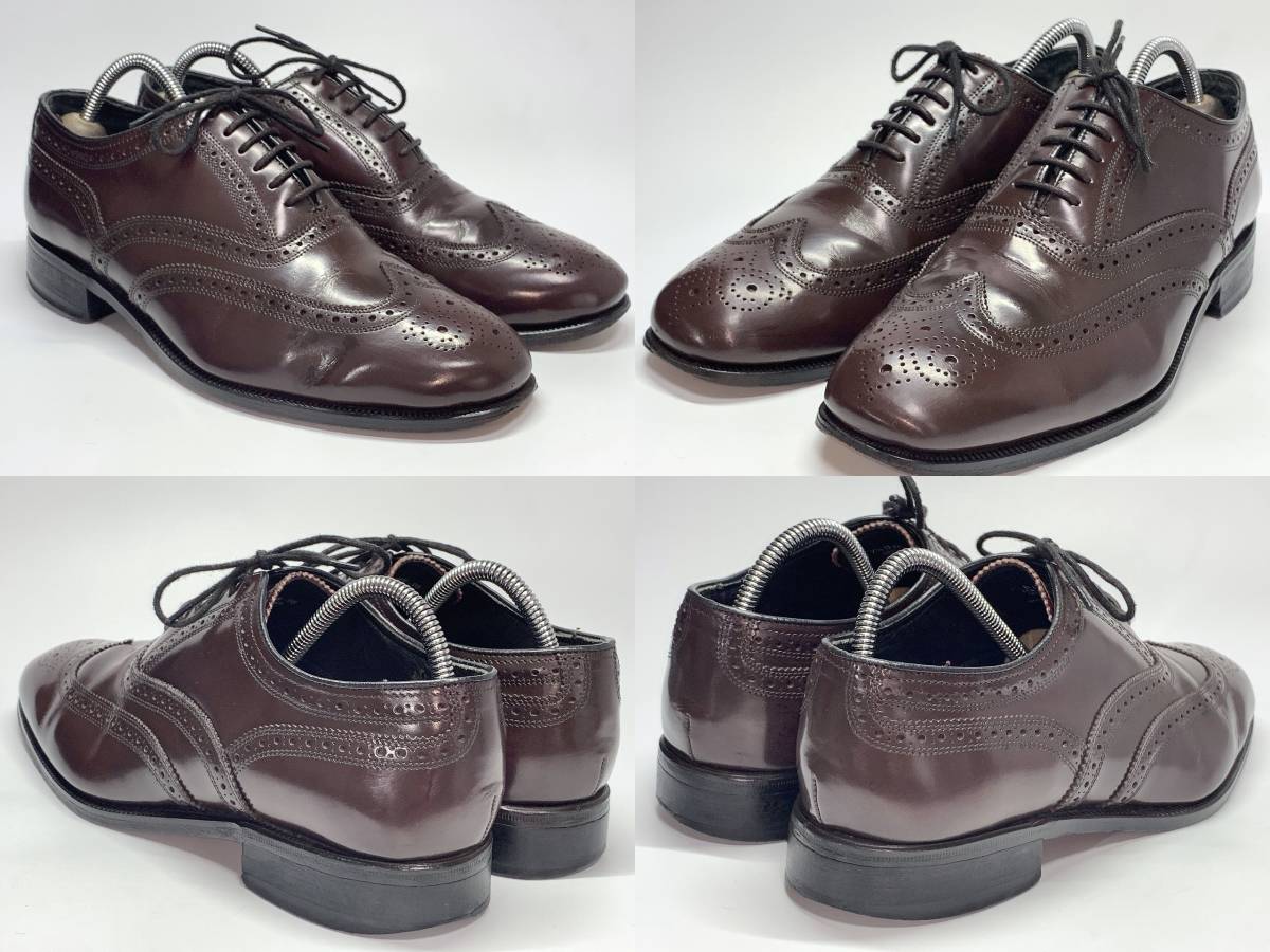 即決 FLORSHEIM フローシャイム US7.5 25.5cm ウイングチップ メンズ 茶 ブラウン ビジネス 本革 本皮 レザー jtu_画像3