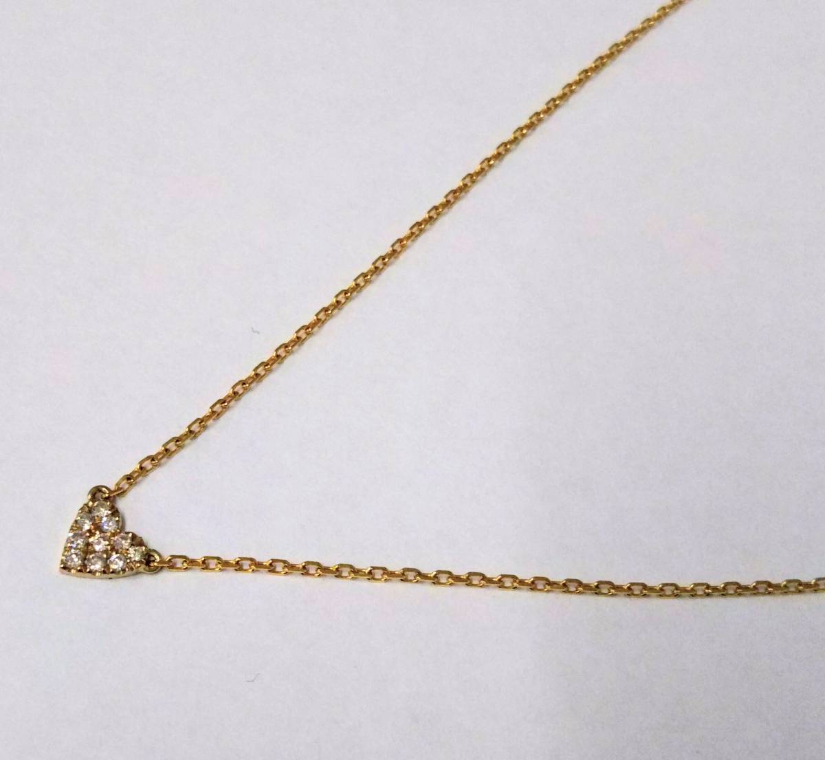 【クリーニング済】 K18 ダイヤモンド0.05ct ゴールド ネックレス 約40cm 総重量約1.6g ハート_画像1