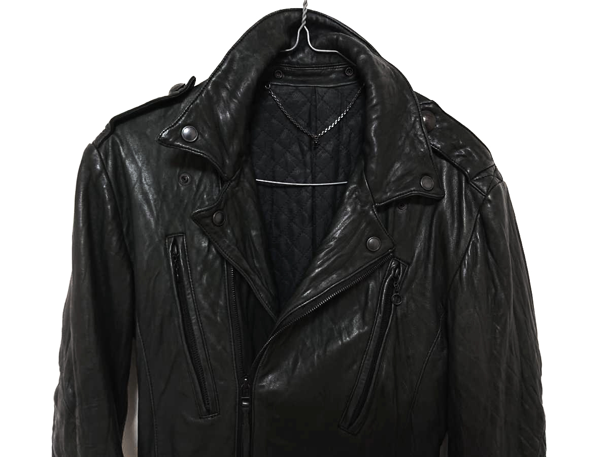  быстрое решение бесплатная доставка SCHORL шаль кожа байкерская куртка 44 негодный номер редкий черный 5351