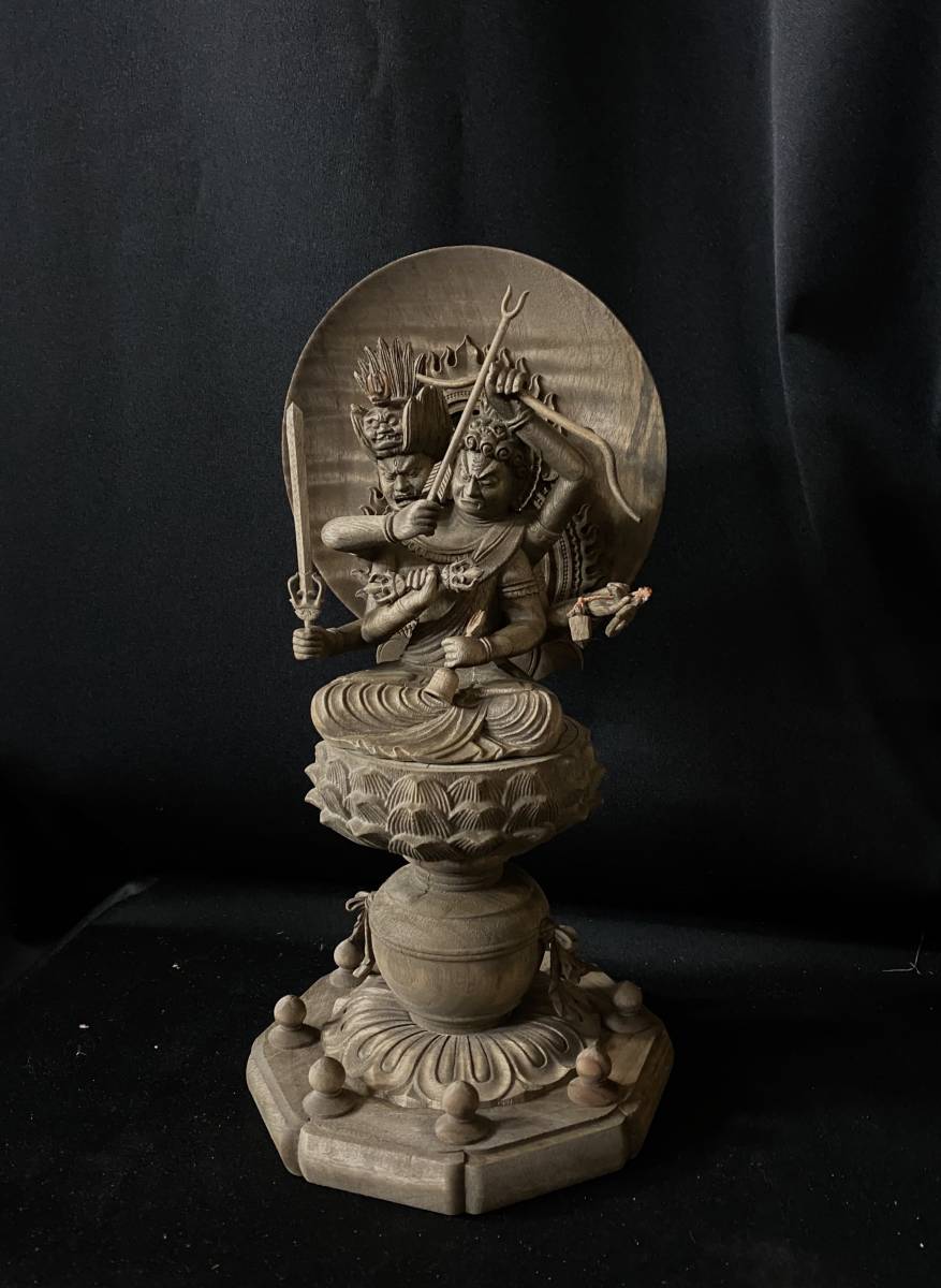 高31cm 仏教工芸品 時代彫刻 古美術 木彫仏教 精密彫刻 仏師 仕上げ品 