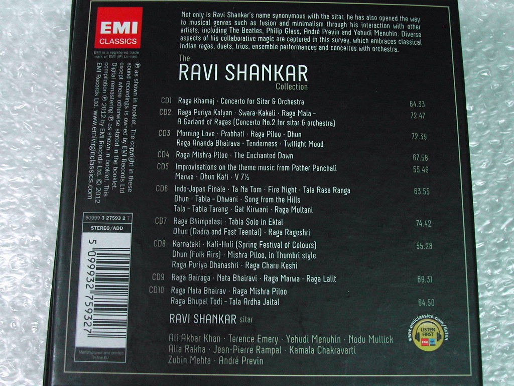 ラヴィ シャンカール全集CD10枚組BOX/The Ravi Shankar Collection/シタール地球交響曲ビートルズ/唯一の集大成BOX全集!! 超名盤!!レア極美