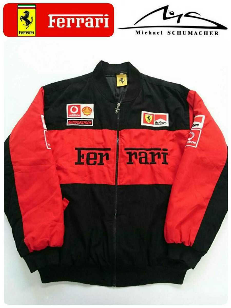 超激レア 90S F1 Ferrari Michael Schumacher フェラーリ ミハエルシューマッハ在籍時クルー中綿ジャケット L 良品 マールボロ メルセデス_画像1