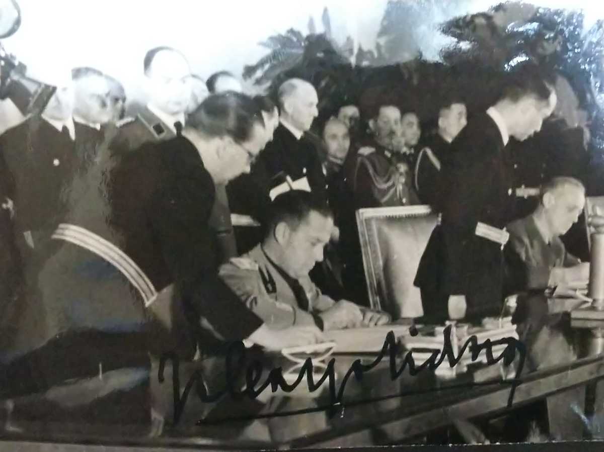 即決稀◆イタリア・ファシスト独裁者ムッソリーニ娘婿、外務大臣ガレアッツォ・チアノ 自筆サイン入写真ーヒトラー