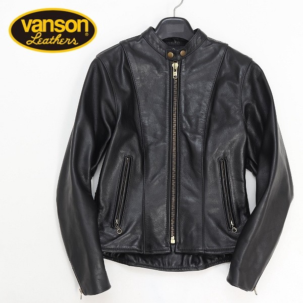 【T197】◆USA製 VANSON/バンソン レザー シングル ライダース ジャケット ブラック 8