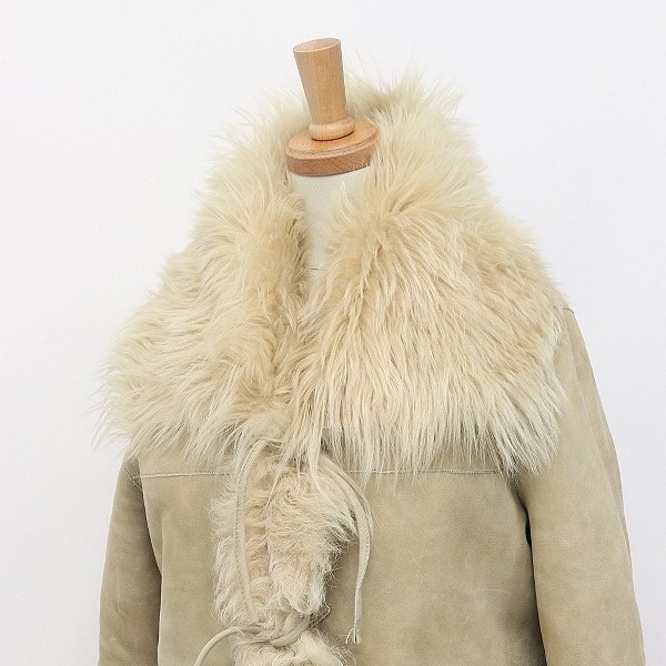 high class * volume fur sheep leather real mouton short coat jacket light beige 