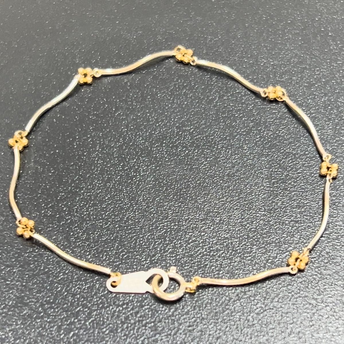 18金ホワイトゴールド K18WG K18 コンビ ブレスレット 18.5cm ヴァンドーム青山 VENDOME