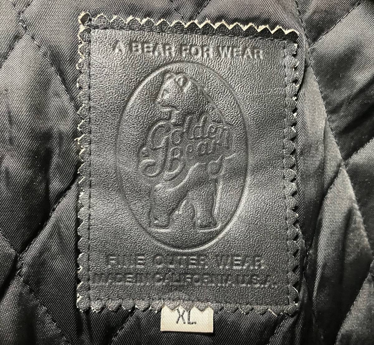 90s Golden Bear кожа × шерсть с хлопком куртка XL черный большой размер melt n Bomber жакет 80s б/у одежда Old Vintage 