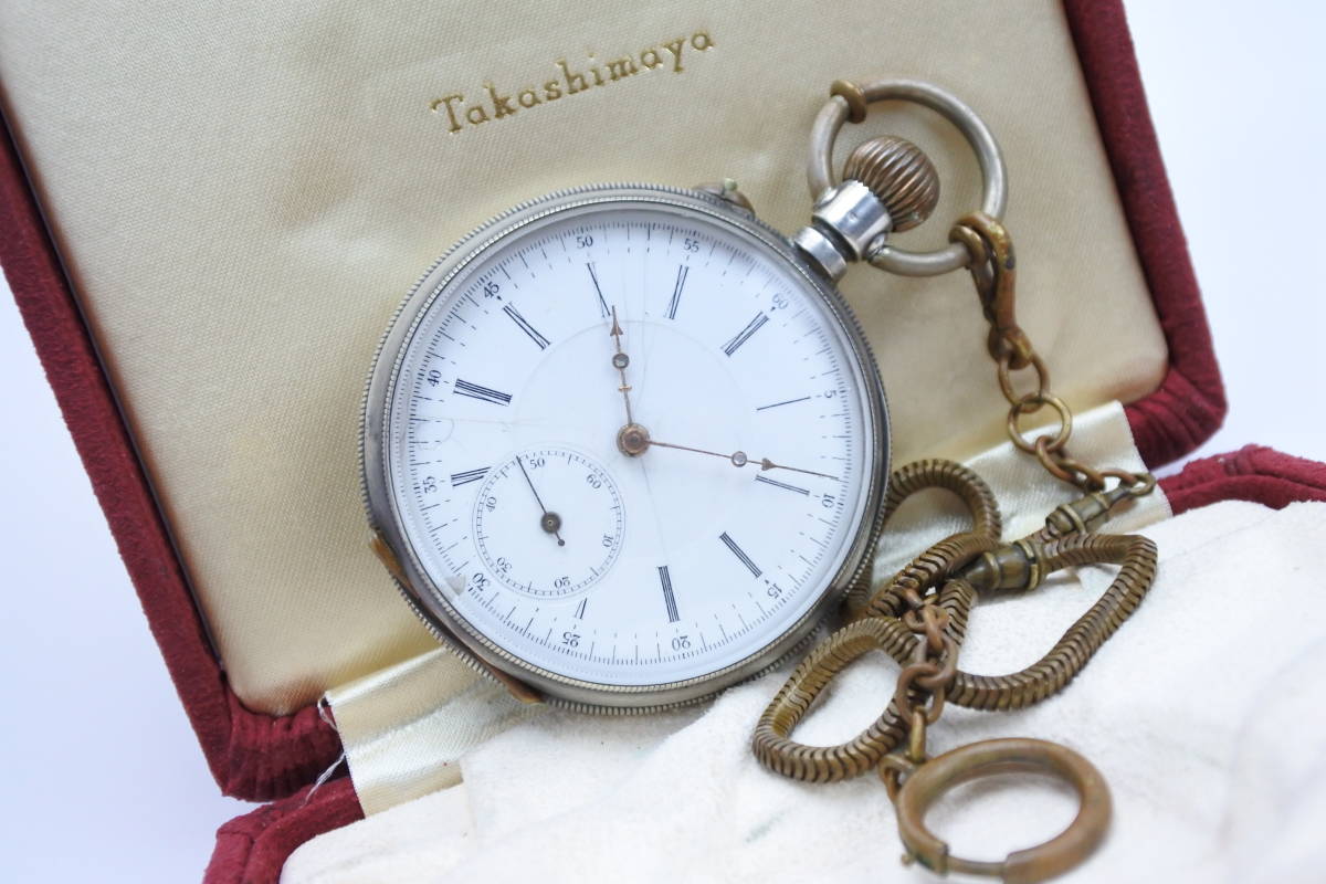 ☆明治時代 輸入商館時計 手巻懐中時計 ケース素材は銀純度0.800 非常に珍しいマーク 船柄 稀少モデル
