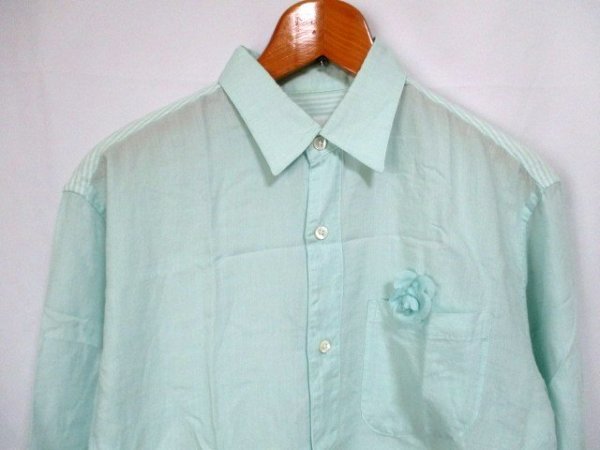 c595　THREE　BLIND　MICE　スリーブラインドマイス　長袖シャツ　サイズ36　薄い緑系　25-10_画像3