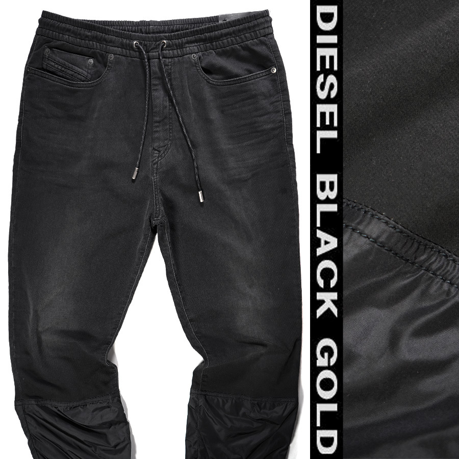 新品5.9万【DIESEL BLACK GOLDディーゼルブラックゴールド】ジョグデニムxナイロン切替スウェットジョグデニムパンツ34/78-94㎝/TYPE2633/D_画像1