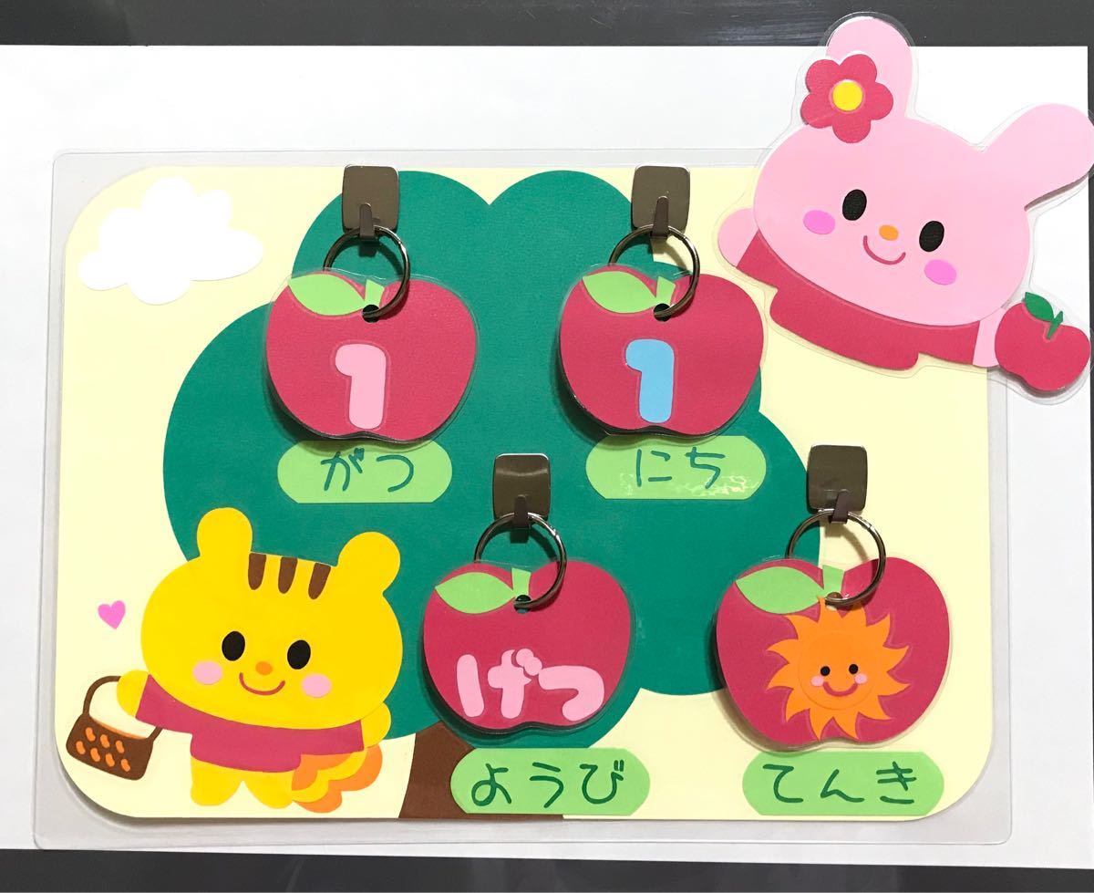 Paypayフリマ 日めくりカレンダー ハンドメイド 万年カレンダー りす うさぎ りんご